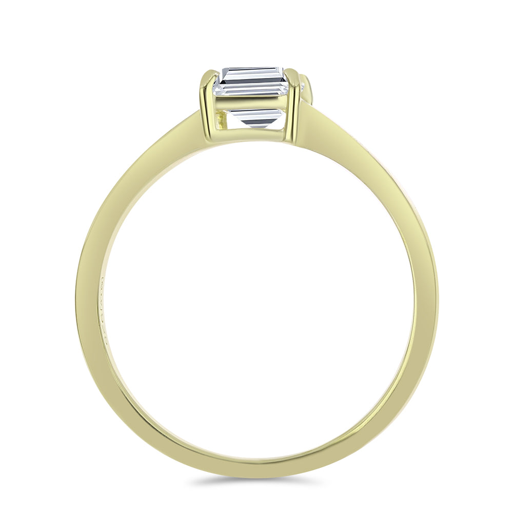 Inel din Argint 925 Placat cu Aur ( 1.57 grame ) cu Diamant Certificat cultivat în laborator 1.02 Carate