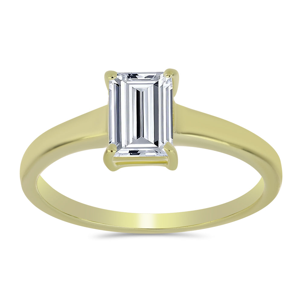 Inel din Argint 925 Placat cu Aur ( 1.57 grame ) cu Diamant Certificat cultivat în laborator 1.02 Carate 3 