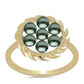 Inel din Argint 925 Placat cu Aur ( 2.85 grame ) cu Perlă De apă Dulce cu Efect "Verde Tahitian" 0.6 Carate