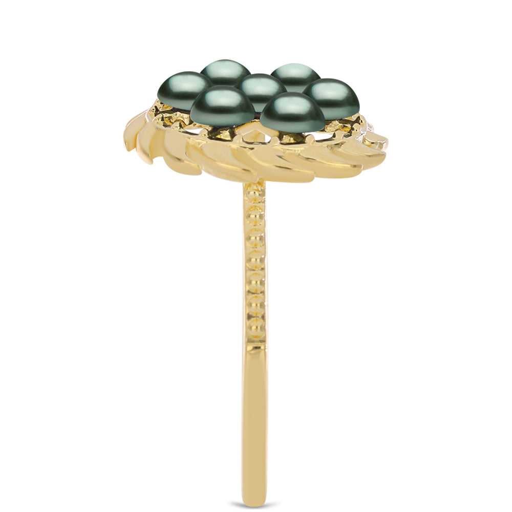 Inel din Argint 925 Placat cu Aur ( 2.85 grame ) cu Perlă De apă Dulce cu Efect "Verde Tahitian" 0.6 Carate