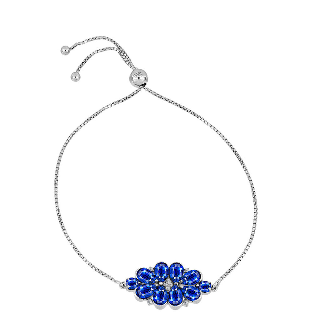 Brățară din Argint 925 ( 4.14 grame ) cu Safir Albastru Australian și Topaz Alb 5.16 Carate 1 