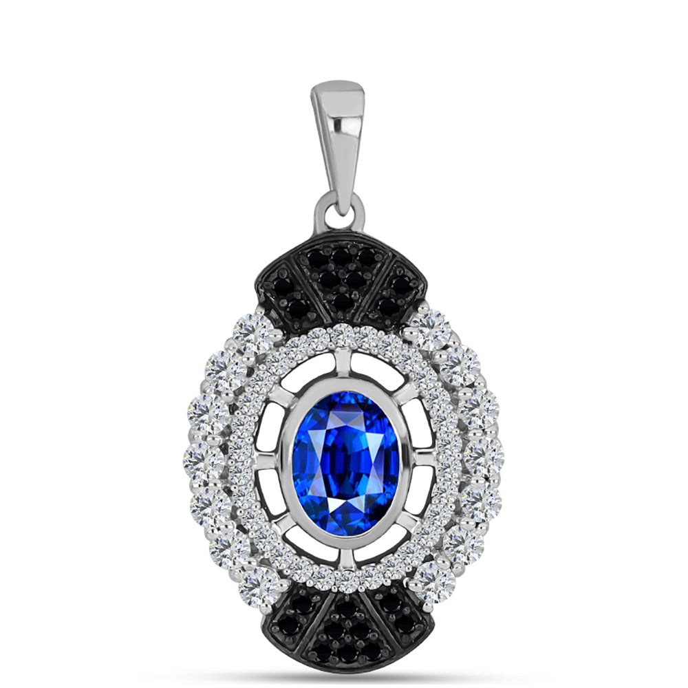 Pandantiv din Argint 925 ( 2.43 grame ) cu Safir Albastru Australian și Topaz Alb 2.08 Carate 1 