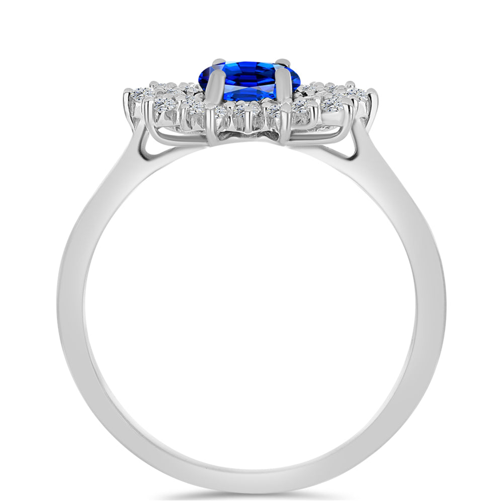 Inel din Argint 925 ( 2.71 grame ) cu Safir Albastru Australian și Topaz Alb 1.77 Carate