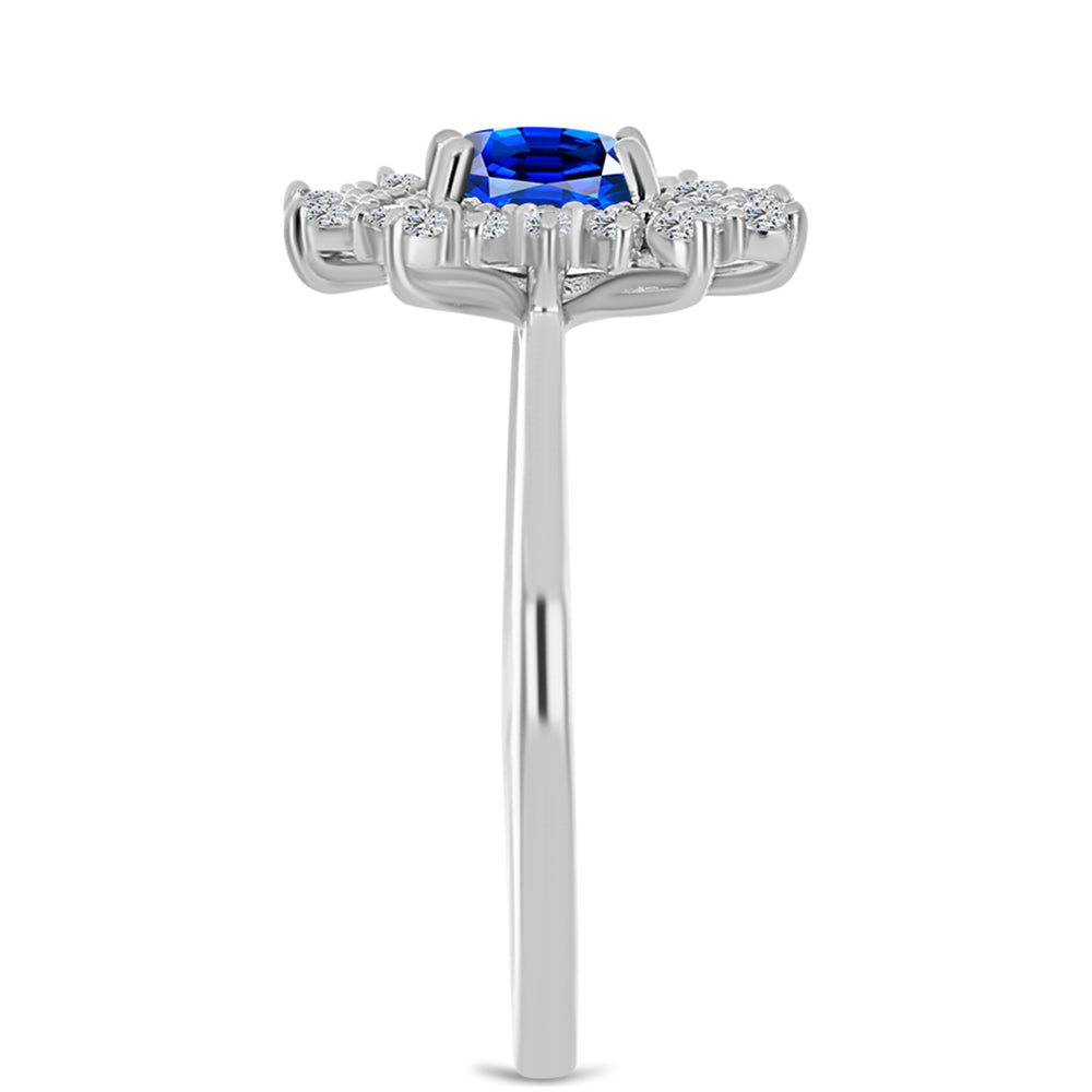 Inel din Argint 925 ( 2.71 grame ) cu Safir Albastru Australian și Topaz Alb 1.77 Carate