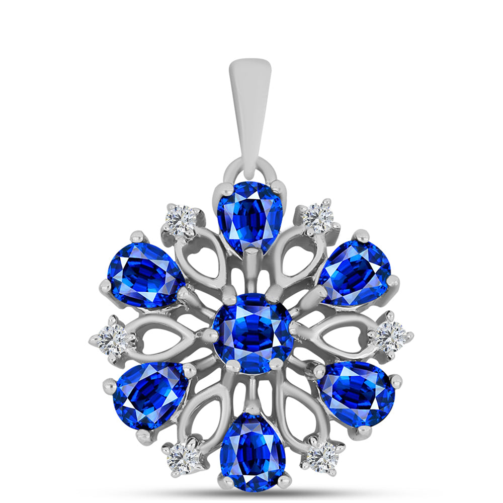 Pandantiv din Argint 925 ( 1.79 grame ) cu Safir Albastru Australian și Topaz Alb 1.99 Carate 1 