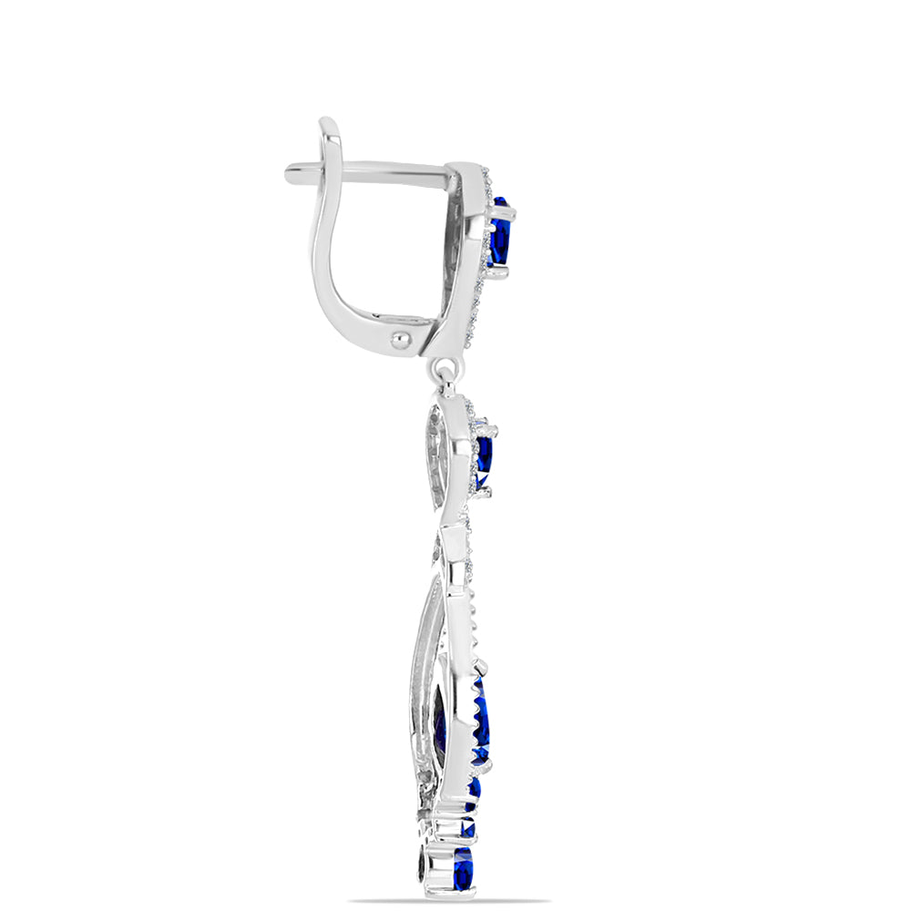 Cercei din Argint 925 ( 5.56 grame ) cu Safir Albastru Australian și Topaz Alb 4.7 Carate 2 