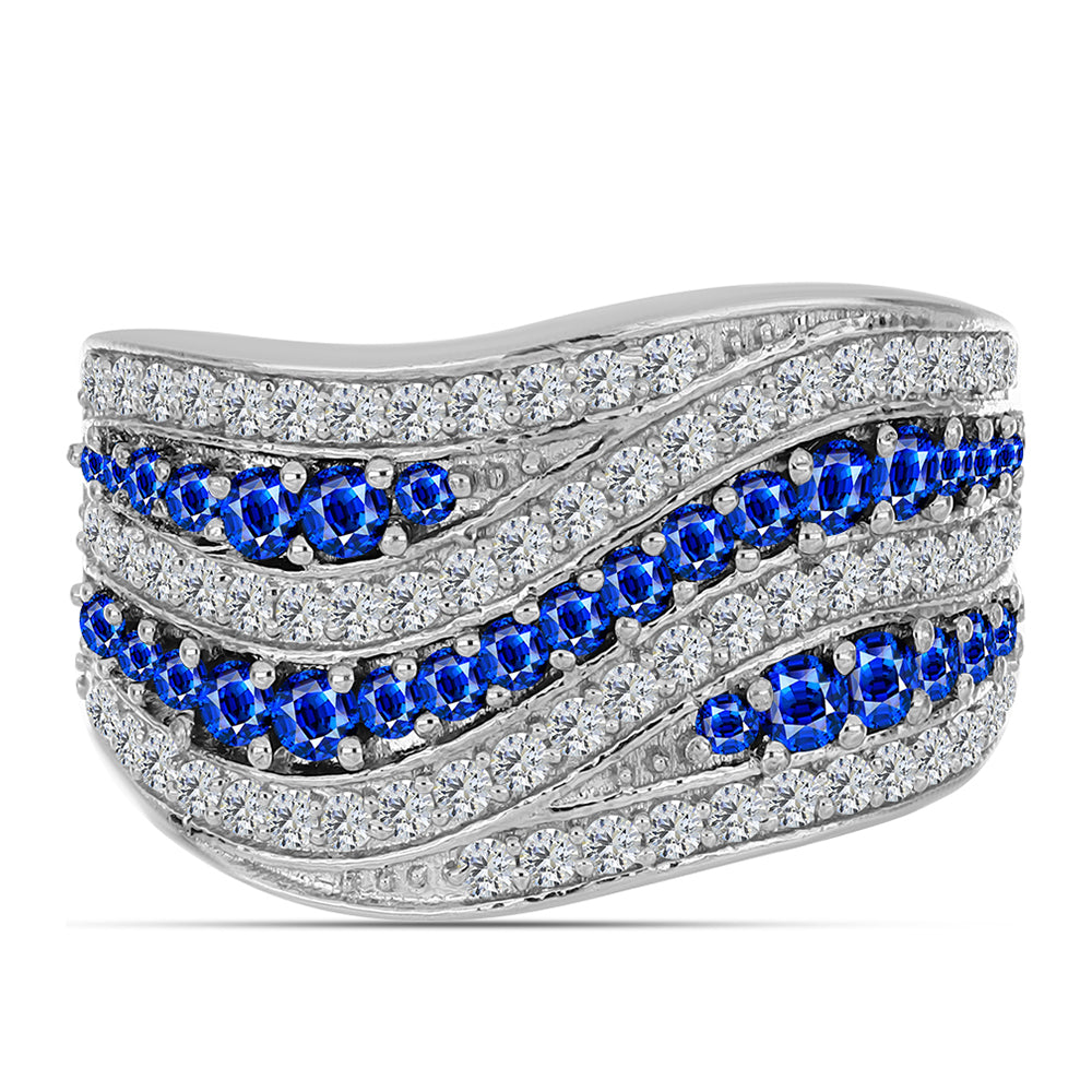 Inel din Argint 925 ( 6.46 grame ) cu Safir Albastru Australian și Topaz Alb 1.73 Carate 1 