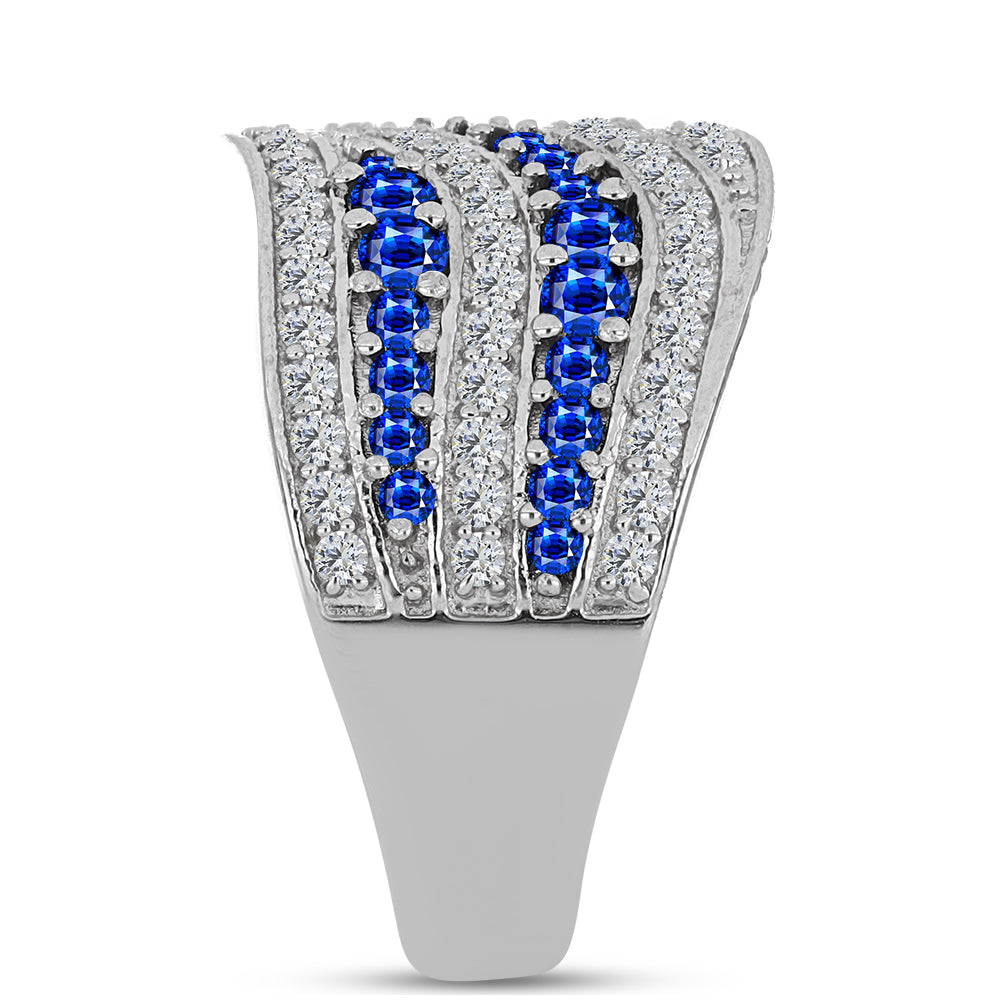 Inel din Argint 925 ( 6.46 grame ) cu Safir Albastru Australian și Topaz Alb 1.73 Carate 4 