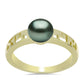 Inel din Argint 925 Placat cu Aur ( 2.58 grame ) cu Perlă De apă Dulce cu Efect "Verde Tahitian" 0.76 Carate