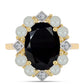Inel din Argint 925 Placat cu Aur ( 4.25 grame ) cu Perlă De apă Dulce cu Efect "Verde Tahitian" și Onix Negru 5.47 Carate