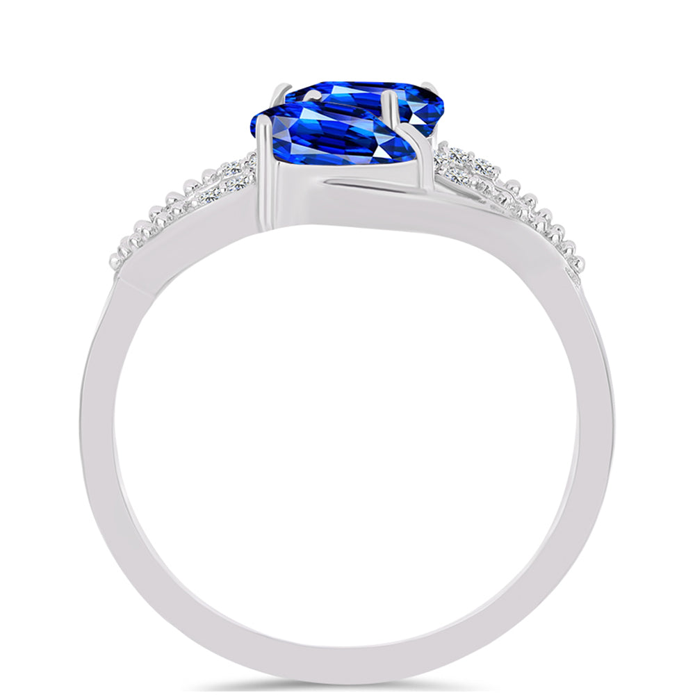 Inel din Argint 925 ( 2.57 grame ) cu Safir Albastru Australian și Topaz Alb 1.99 Carate 2 