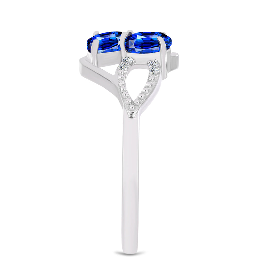 Inel din Argint 925 ( 2.57 grame ) cu Safir Albastru Australian și Topaz Alb 1.99 Carate