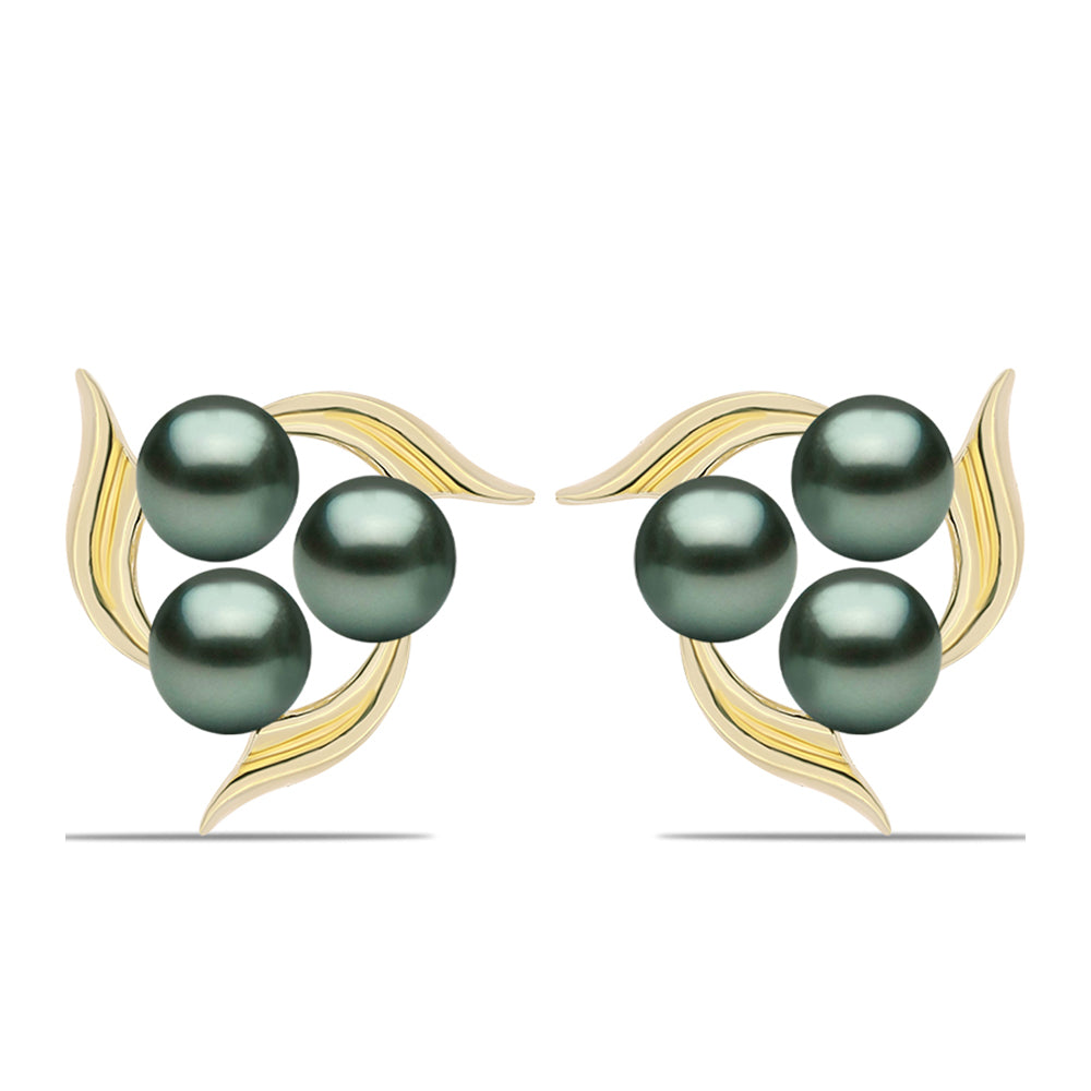 Cercei din Argint 925 Placat cu Aur ( 4.51 grame ) cu Perlă De apă Dulce cu Efect "Verde Tahitian" 1.86 Carate