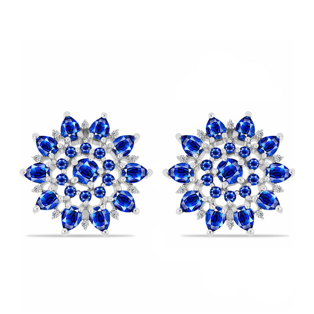 Cercei din Argint 925 ( 6.48 grame ) cu Safir Albastru Australian și Topaz Alb 6 Carate