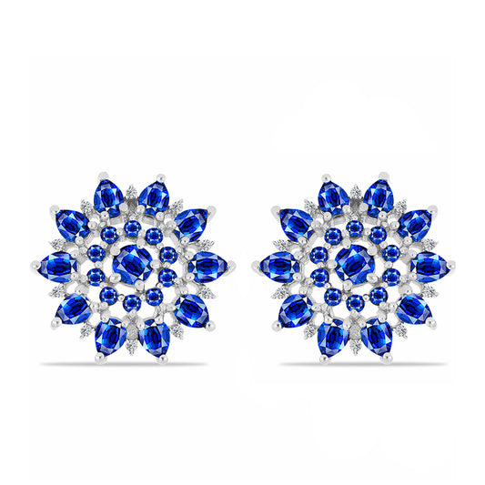 Cercei din Argint 925 ( 6.48 grame ) cu Safir Albastru Australian și Topaz Alb 6 Carate