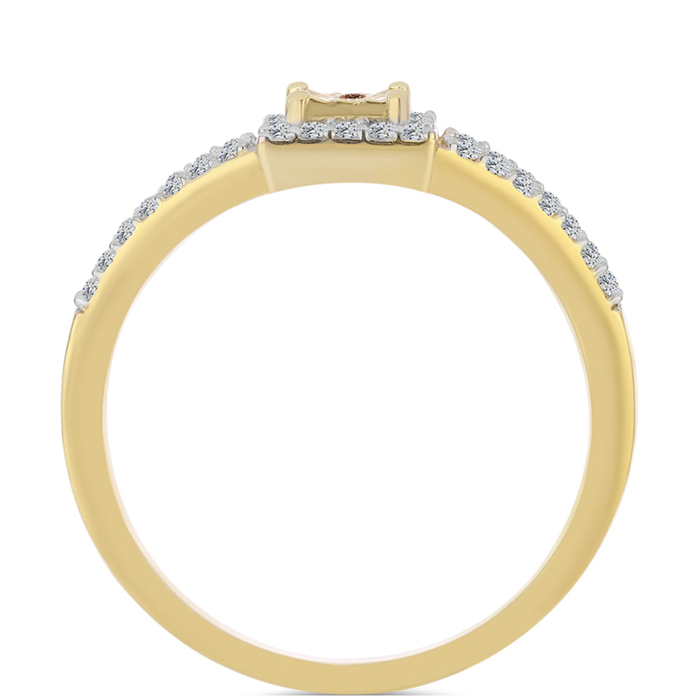 Inel din Argint 925 Placat cu Aur ( 2.57 grame ) cu Diamant Coniac și Topaz Alb 0.4 Carate 2 