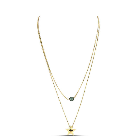 Colier din Argint 925 Placat cu Aur ( 5.52 grame ) cu Perlă De apă Dulce cu Efect "Verde Tahitian" 1.32 Carate