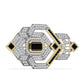 Broşă din Argint 925 Placat cu Aur ( 7.38 grame ) cu Onix Negru și Topaz Alb 3.75 Carate