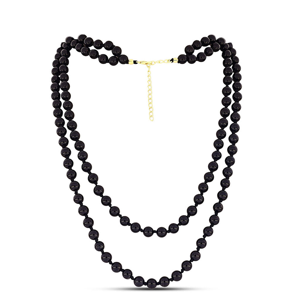 Colier din Argint 925 Placat cu Aur ( 1.03 grame ) cu Onix Negru 185.2 Carate 1 