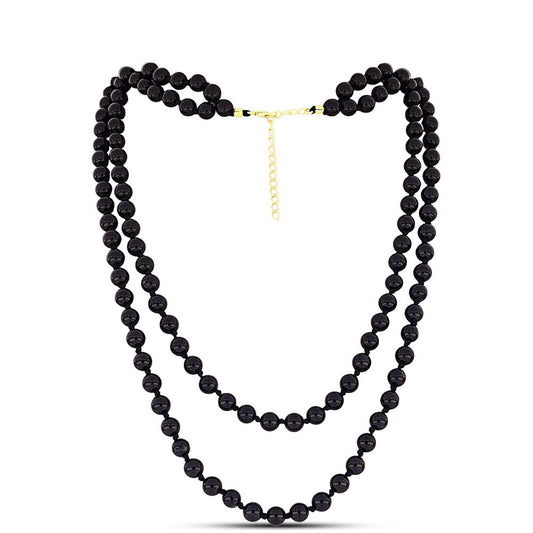 Colier din Argint 925 Placat cu Aur ( 1.03 grame ) cu Onix Negru 185.2 Carate