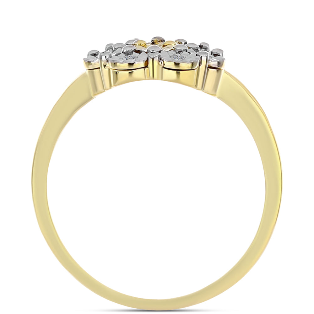 Inel din Argint 925 Placat cu Aur ( 3.48 grame ) cu Diamant Coniac și Topaz Alb 0.12 Carate 2 