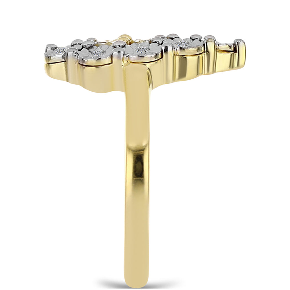 Inel din Argint 925 Placat cu Aur ( 3.48 grame ) cu Diamant Coniac și Topaz Alb 0.12 Carate 4 