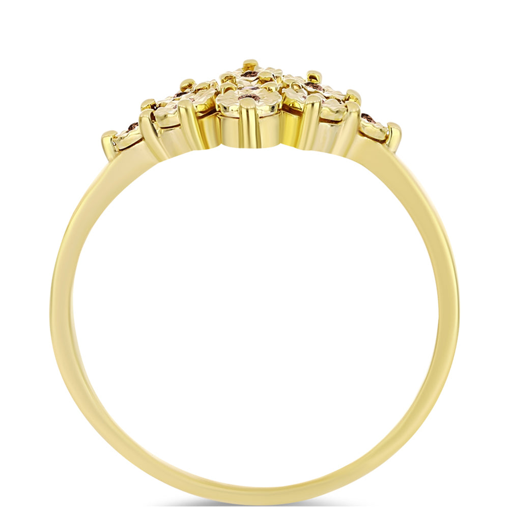 Inel din Argint 925 Placat cu Aur ( 2.59 grame ) cu Diamant Coniac 0.06 Carate 2 