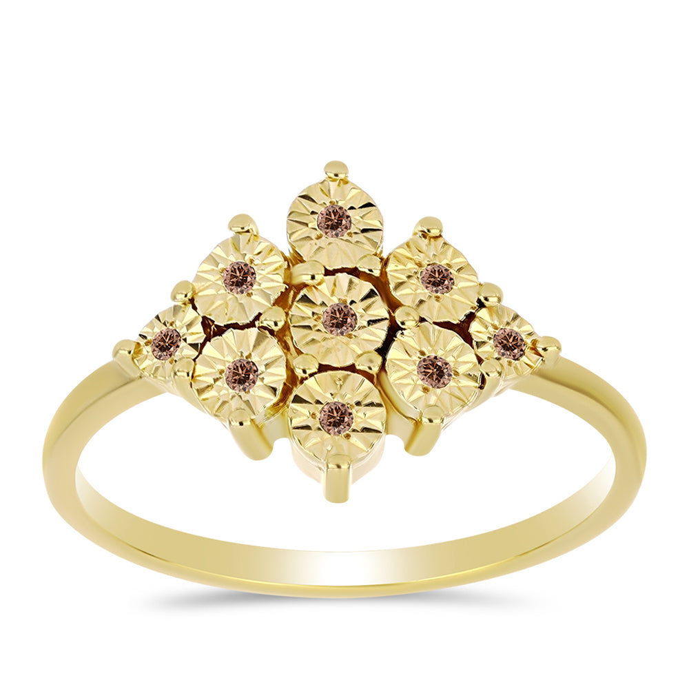 Inel din Argint 925 Placat cu Aur ( 2.59 grame ) cu Diamant Coniac 0.06 Carate 3 