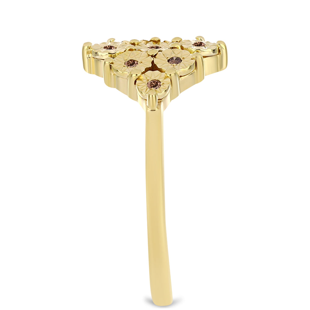 Inel din Argint 925 Placat cu Aur ( 2.59 grame ) cu Diamant Coniac 0.06 Carate 4 