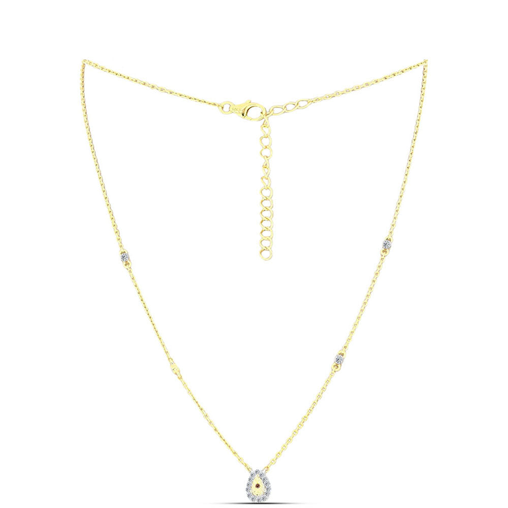 Colier din Argint 925 Placat cu Aur ( 3.2 grame ) cu Diamant Coniac și Topaz Alb 0.2 Carate 1 