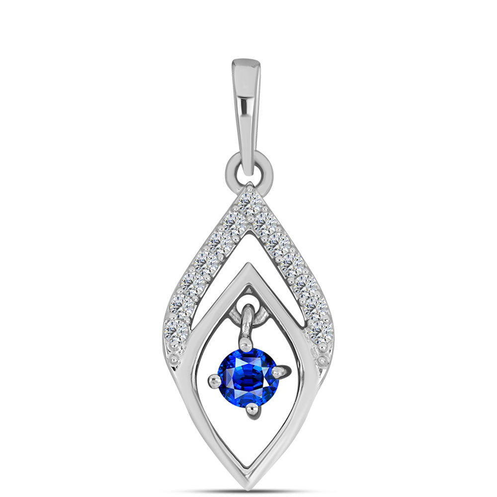 Pandantiv din Argint 925 ( 0.92 grame ) cu Safir Albastru Australian și Topaz Alb 0.28 Carate 1 