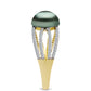 Inel din Argint 925 Placat cu Aur ( 3.08 grame ) cu Perlă De apă Dulce cu Efect "Verde Tahitian" și Topaz Alb 2 Carate