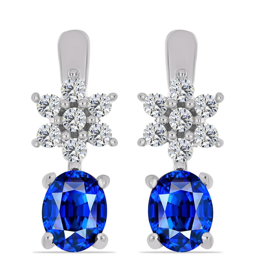 Cercei din Argint 925 ( 2.2 grame ) cu Safir Albastru Australian și Topaz Alb 1.31 Carate