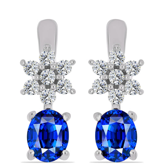 Cercei din Argint 925 ( 2.2 grame ) cu Safir Albastru Australian și Topaz Alb 1.31 Carate