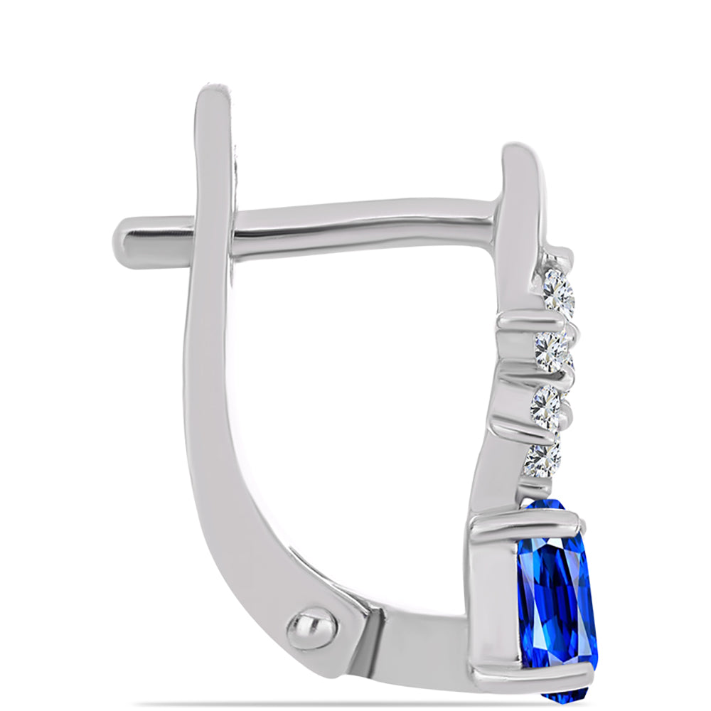 Cercei din Argint 925 ( 2.2 grame ) cu Safir Albastru Australian și Topaz Alb 1.31 Carate 2 