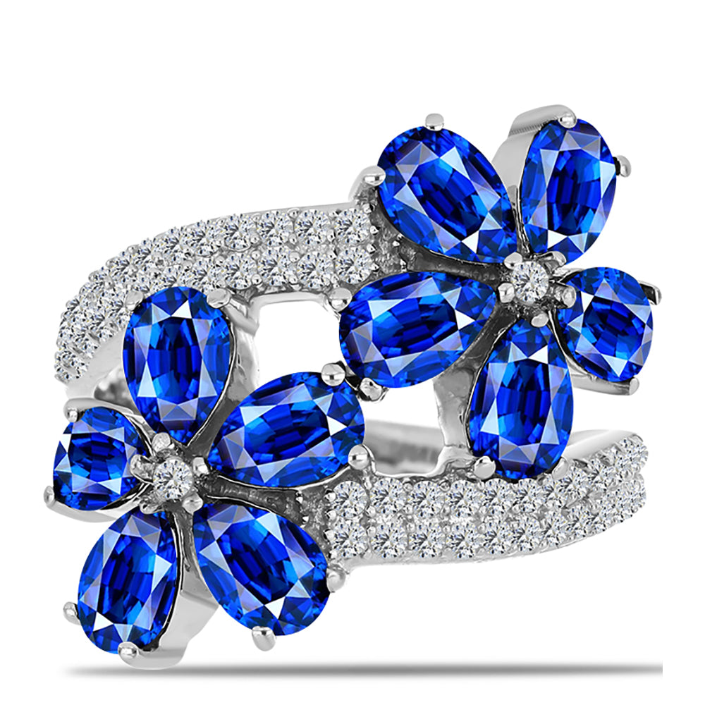 Inel din Argint 925 ( 4.64 grame ) cu Safir Albastru Australian și Topaz Alb 6.24 Carate 1 