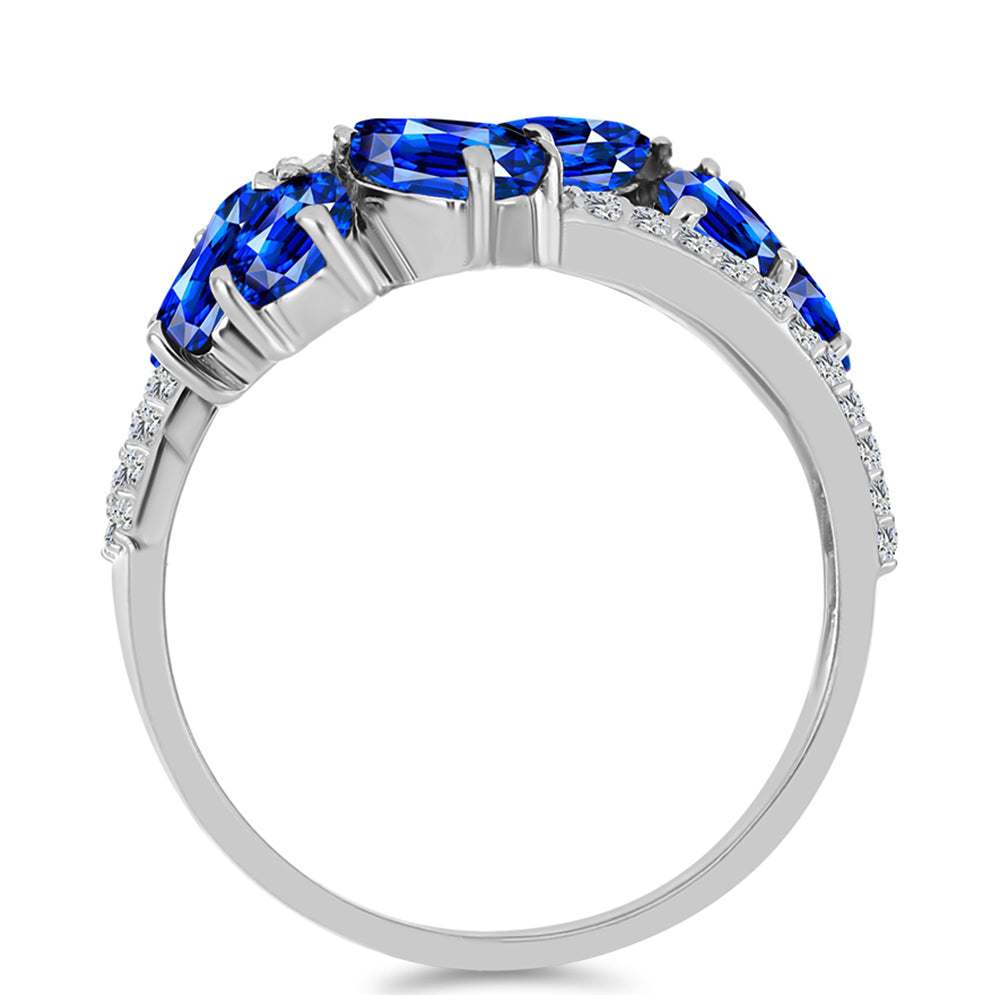 Inel din Argint 925 ( 4.64 grame ) cu Safir Albastru Australian și Topaz Alb 6.24 Carate