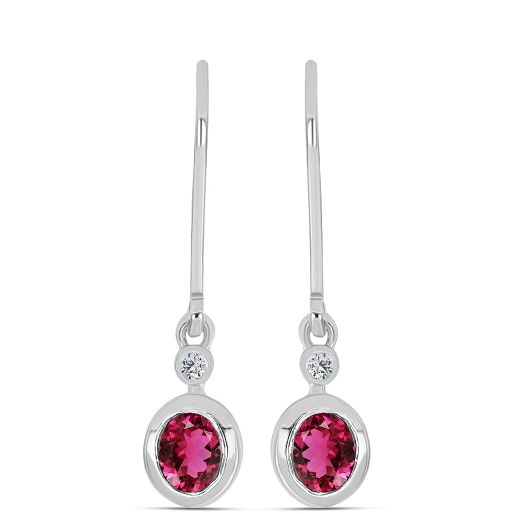 Cercei din Argint 925 ( 1.78 grame ) cu Rubelit Cruzeiro și Topaz Alb 0.69 Carate 1 