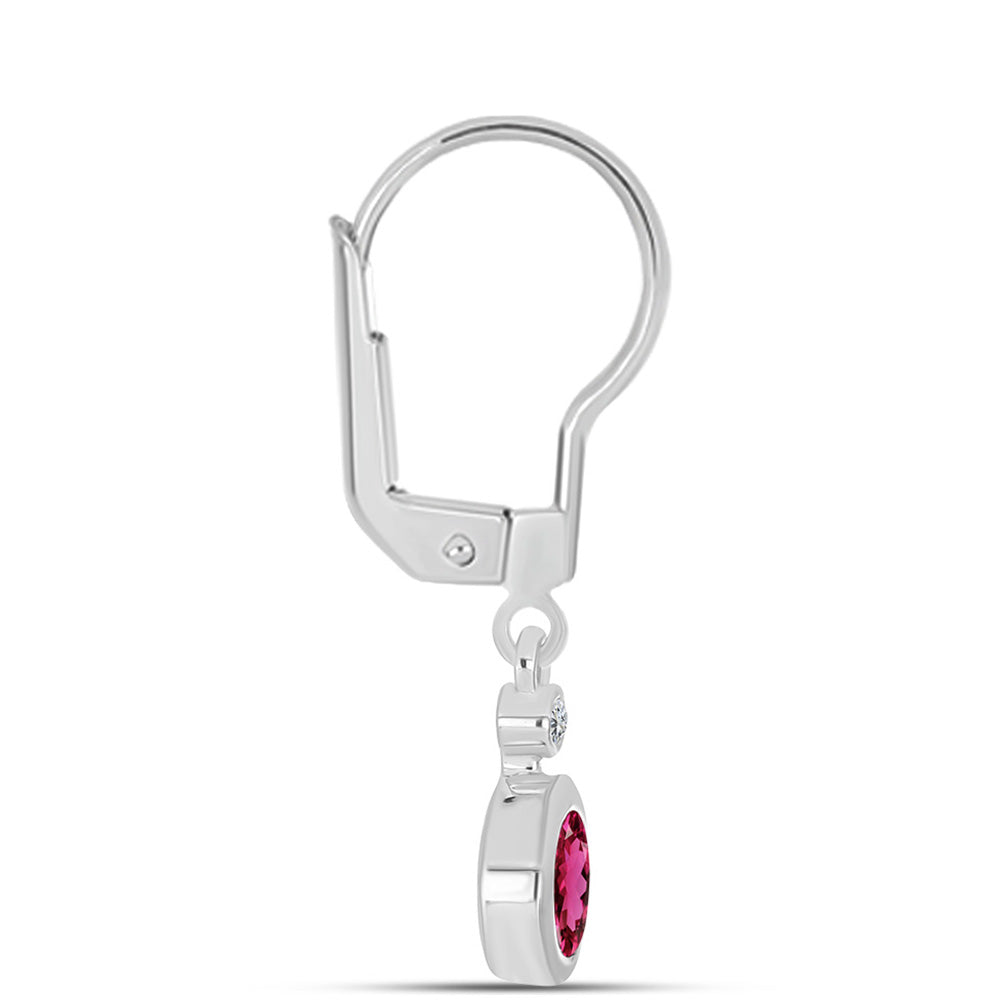 Cercei din Argint 925 ( 1.78 grame ) cu Rubelit Cruzeiro și Topaz Alb 0.69 Carate 2 