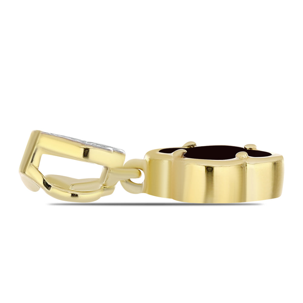 Pandantiv din Argint 925 Placat cu Aur ( 1.69 grame ) cu Onix Negru și Topaz Alb 1.13 Carate 2 