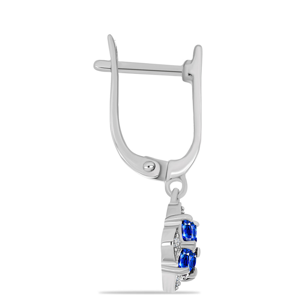 Cercei din Argint 925 ( 3.05 grame ) cu Safir Albastru Australian și Topaz Alb 1.29 Carate 2 