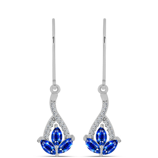 Cercei din Argint 925 ( 1.94 grame ) cu Safir Albastru Australian și Topaz Alb 1.46 Carate