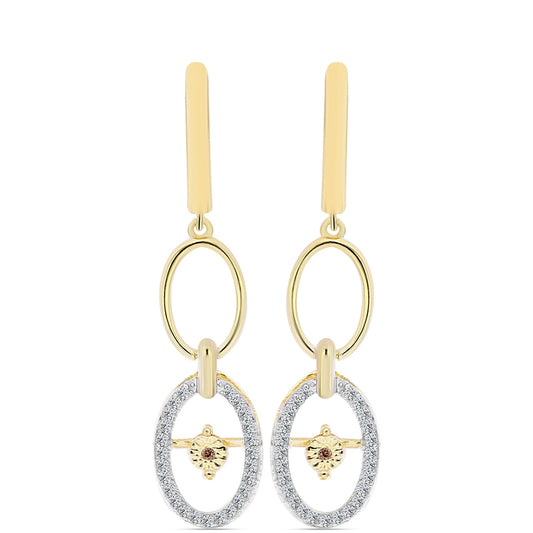 Cercei din Argint 925 Placat cu Aur ( 5.11 grame ) cu Diamant Coniac și Topaz Alb 0.36 Carate