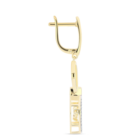 Cercei din Argint 925 Placat cu Aur ( 5.11 grame ) cu Diamant Coniac și Topaz Alb 0.36 Carate