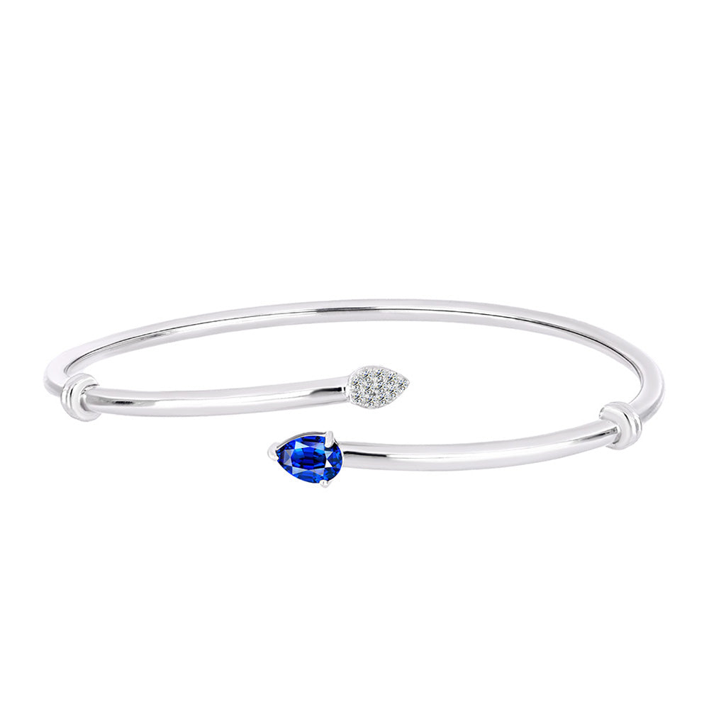 Brățară din Argint 925 ( 10.62 grame ) cu Safir Albastru Australian și Topaz Alb 1.07 Carate 1 