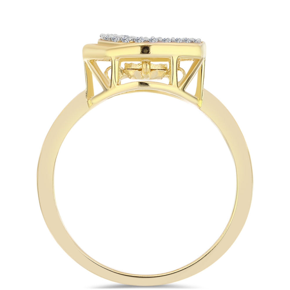 Inel din Argint 925 Placat cu Aur ( 3.57 grame ) cu Diamant Coniac și Topaz Alb 0.19 Carate 2 