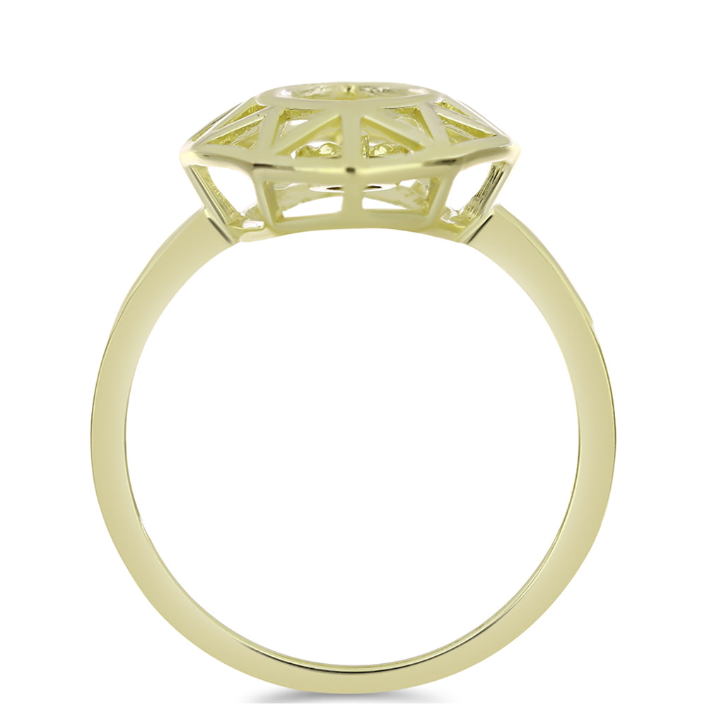 Inel din Argint 925 Placat cu Aur ( 2.43 grame ) cu Diamant Coniac 0.01 Carate 2 