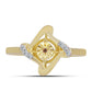 Inel din Argint 925 Placat cu Aur ( 2.39 grame ) cu Diamant Coniac și Topaz Alb 0.06 Carate