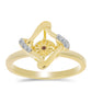 Inel din Argint 925 Placat cu Aur ( 2.39 grame ) cu Diamant Coniac și Topaz Alb 0.06 Carate