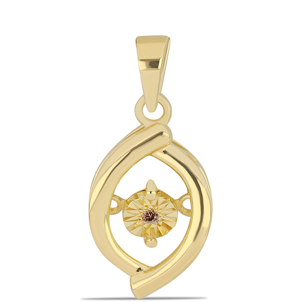 Pandantiv din Argint 925 Placat cu Aur ( 1.27 grame ) cu Diamant Coniac 0.01 Carate 1 